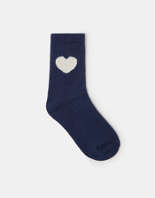 Heart Print Socks, Blue (NAVY), large