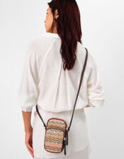 Stripe Raffia Phone Bag, , large