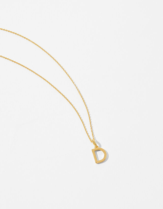 Gold Vermeil Initial Pendant Necklace - D, , large