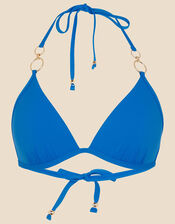 Ring Detail Plunge Moulded Bikini Top, Blue (BLUE), large