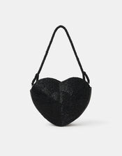 Beaded Heart Shoulder Bag, , large