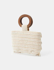 Wooden Handle Beaded Fringe Bag, , large