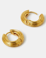 14ct Gold-Plated Chunky Ridge Hoop Earrings, , large