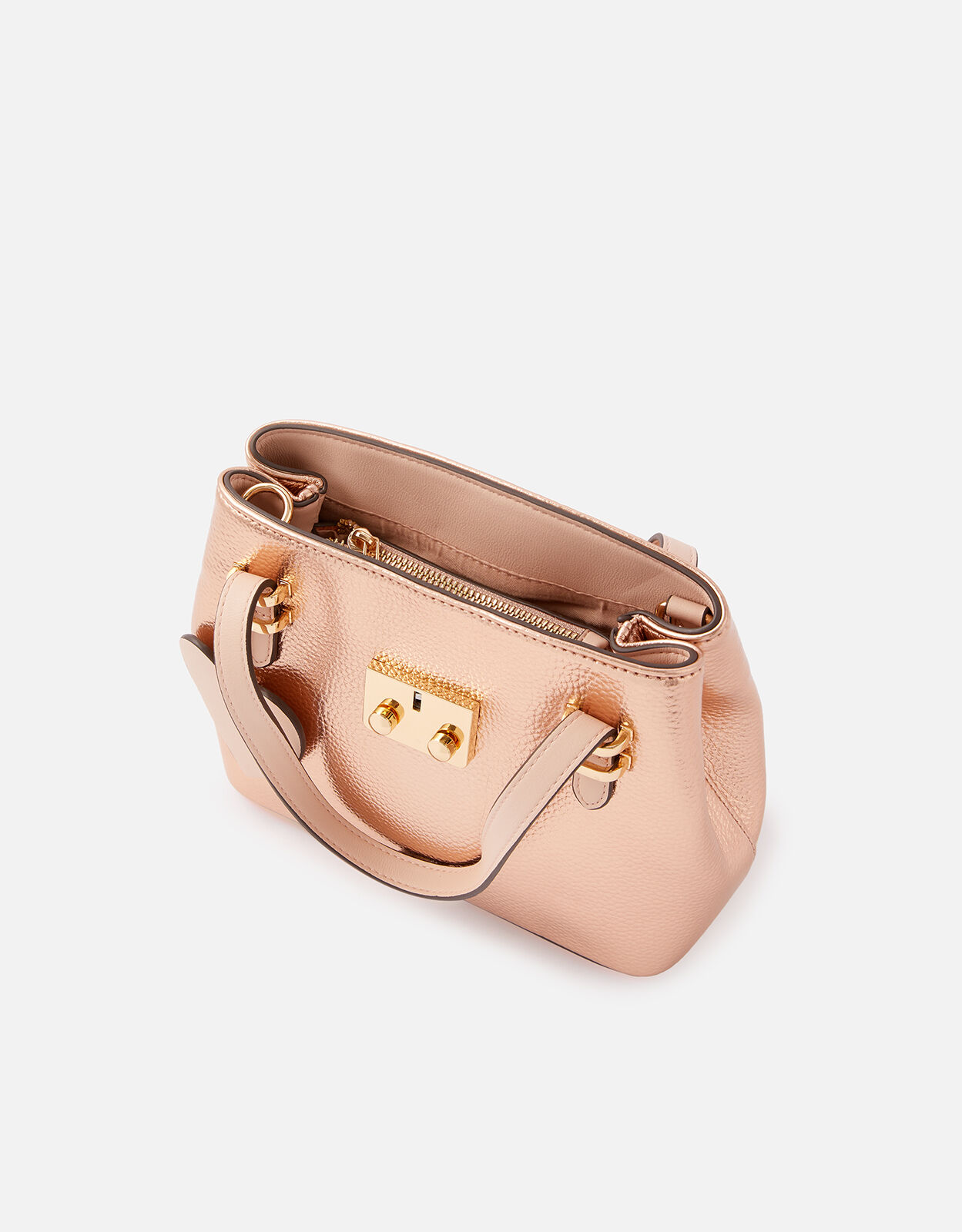 Metallic Heart Handheld Bag Gold