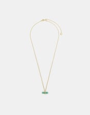 14ct Gold-Plated Healing Stone T-Bar Necklace, Green (GREEN), large