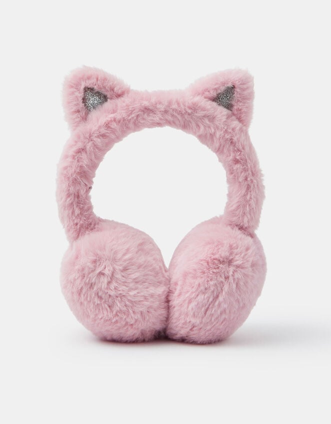 Girls Faux Fur Cat Earmuffs, , large