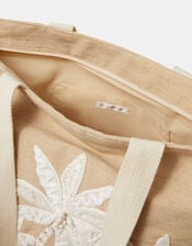 Palm Tree Embroidered Woven Beach Bag, , large