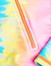 Girls Long Sleeve Tie Dye Swimsuit with Recycled Polyester, Multi (BRIGHTS-MULTI), large