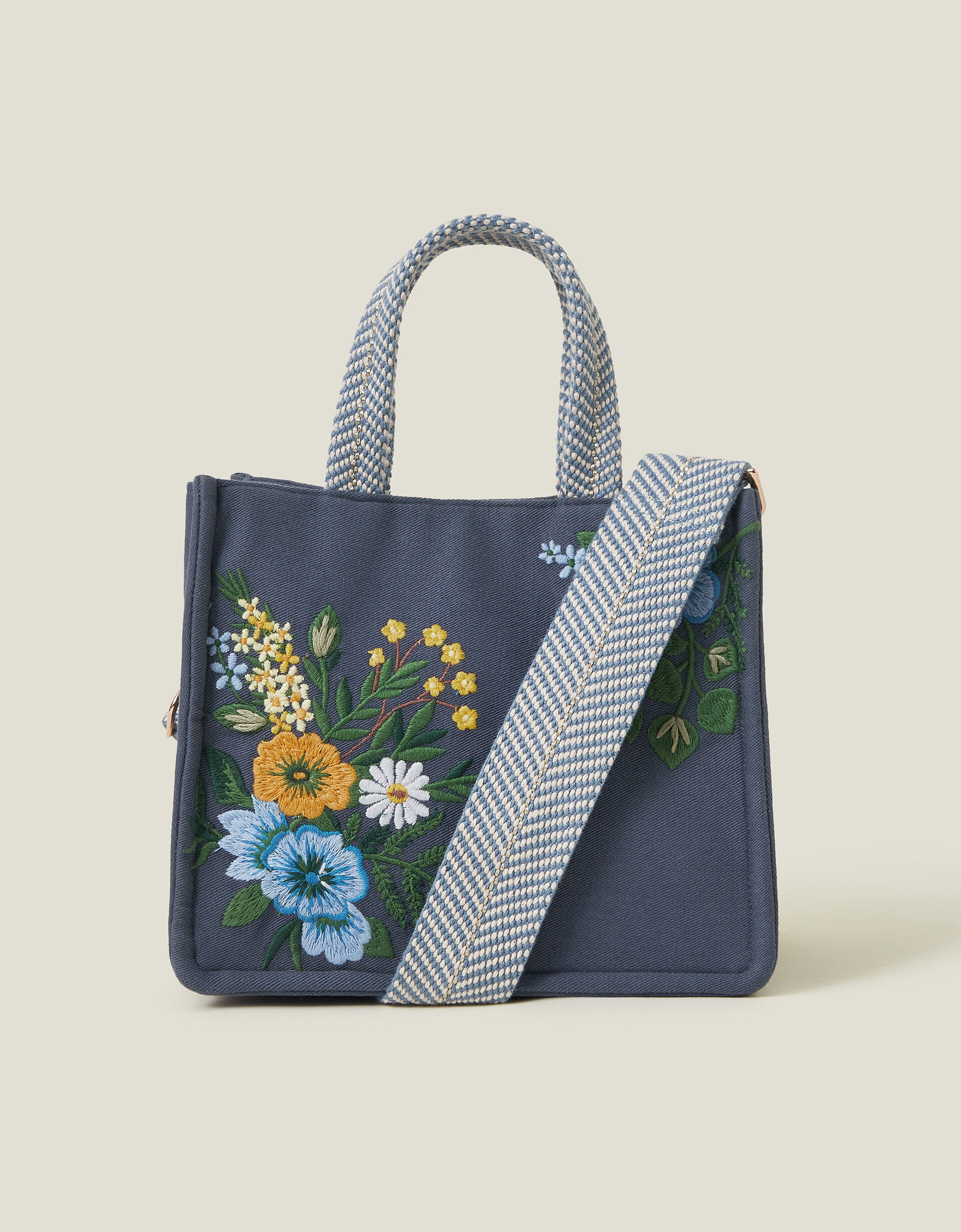 Mini Floral Embroidered Cotton Handbag | Crossbody Bags