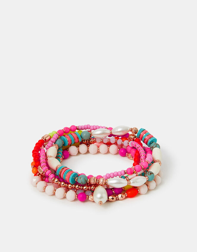 Neon Beaded Stretch Bracelet Multipack, , large