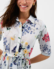 Floral Print Belted Maxi Dress, Ivory (IVORY), large