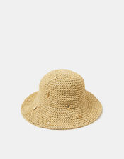 Charm Straw Bucket Hat, , large