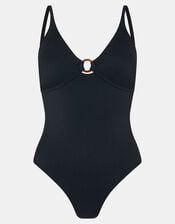 Front Cut-Out Swimsuit, Black (BLACK), large
