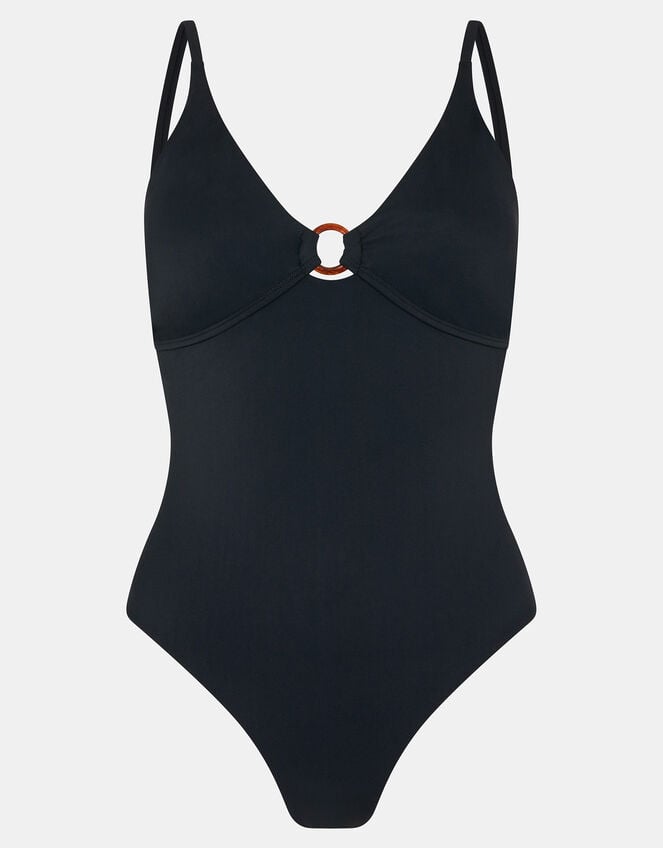 Front Cut-Out Swimsuit, Black (BLACK), large