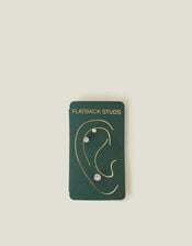 14ct Gold-Plated Surgical Steel Flackback Earrings, , large