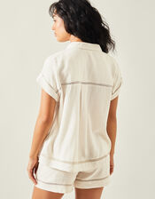 Cap Sleeve Boxy Shirt, Camel (BEIGE), large