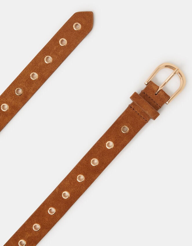 Leather Eyelet Belt, Tan (TAN), large