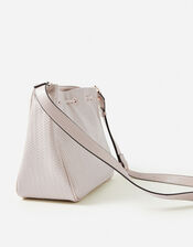 Drawstring Weave Shoulder Bag, Cream (CREAM), large