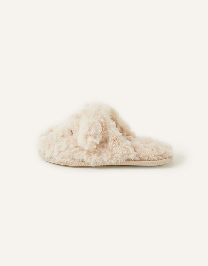 Girls Faux Fur Teddy Mule Slippers, Mink (MINK), large