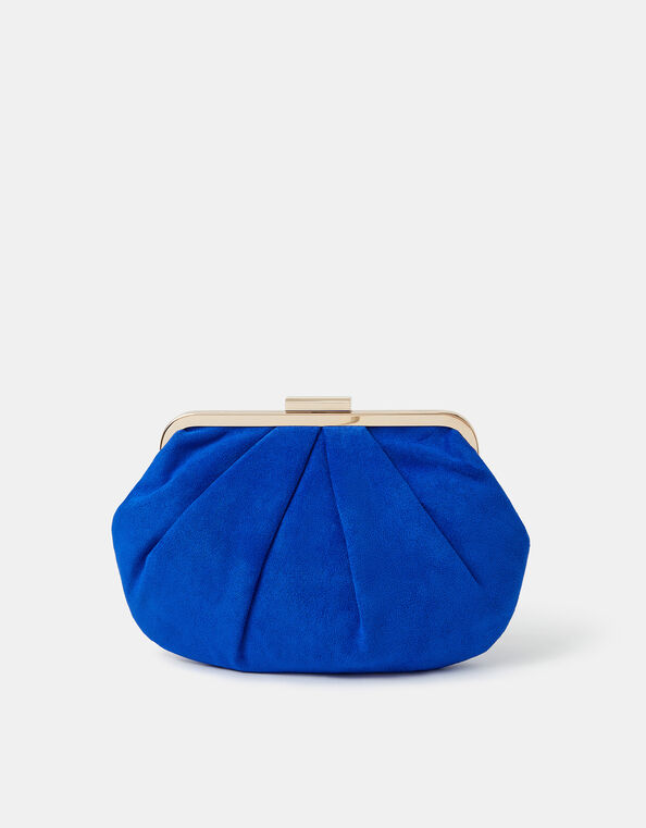 Pleated Suedette Clutch Bag, Blue (COBALT), large