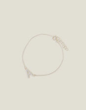Sterling Silver Sparkle Initial Bracelet, Silver (ST SILVER), large