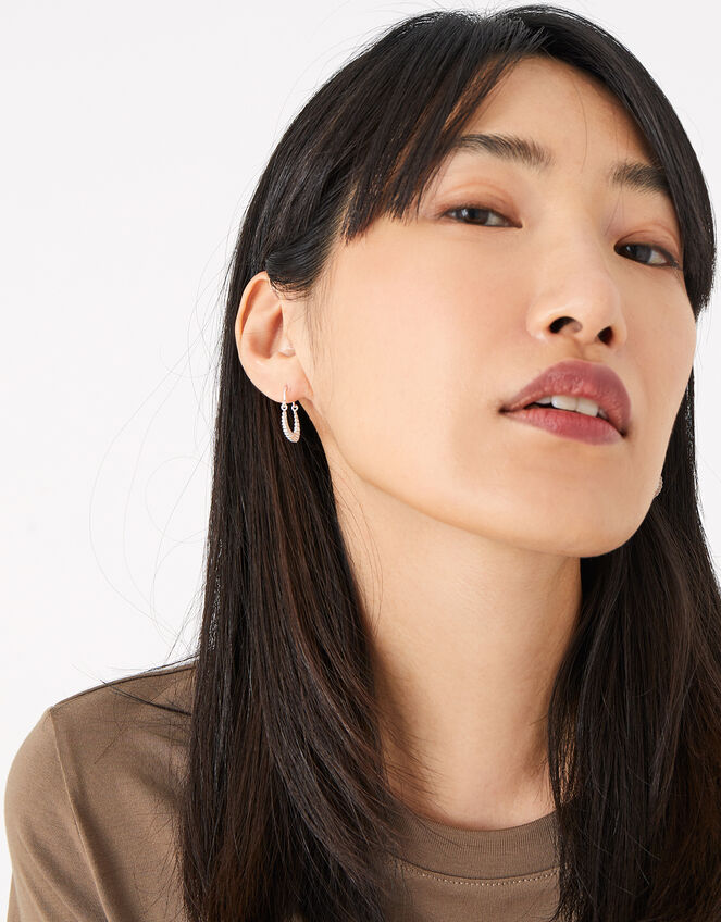 Sterling Silver Cut-Out Mini Hoops, , large