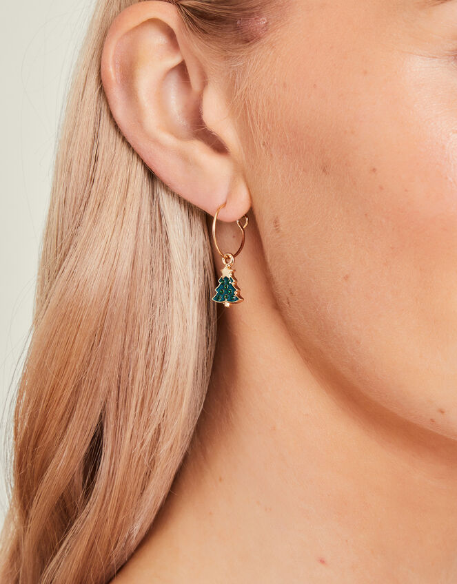 3-Pack Christmas Charm Hoop Earrings, , large