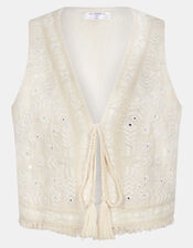 Mirror Embroidered Waistcoat, Ivory (IVORY), large