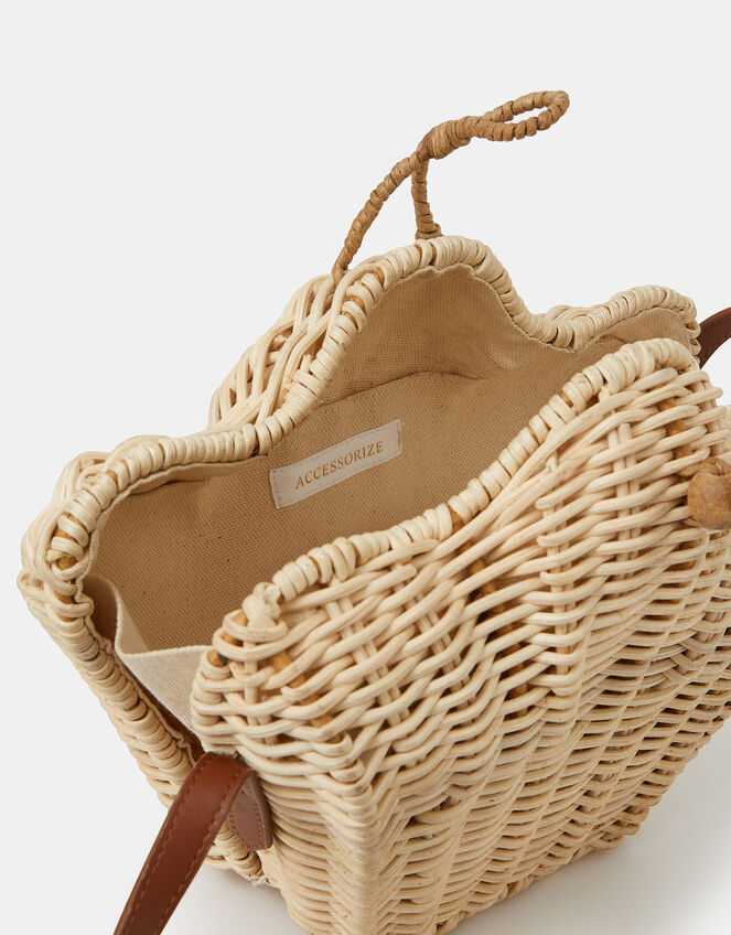 Wicker Shell Crossbody Bag, , large