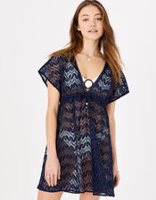 Lace Kaftan Dress, Blue (NAVY), large