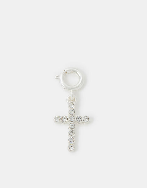 Diamanté Cross Jewellery Charm, , large