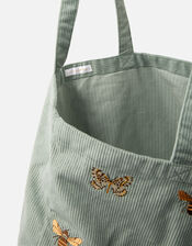 Insect Embroidered Cord Shopper Bag, Green (GREEN), large