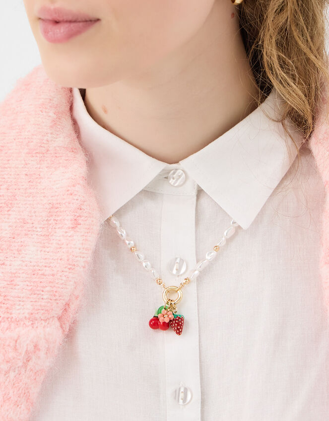 Fruit Cluster Charm Pearl Necklace, , large