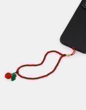 Beaded Cherry Wrist Phone Strap, , large