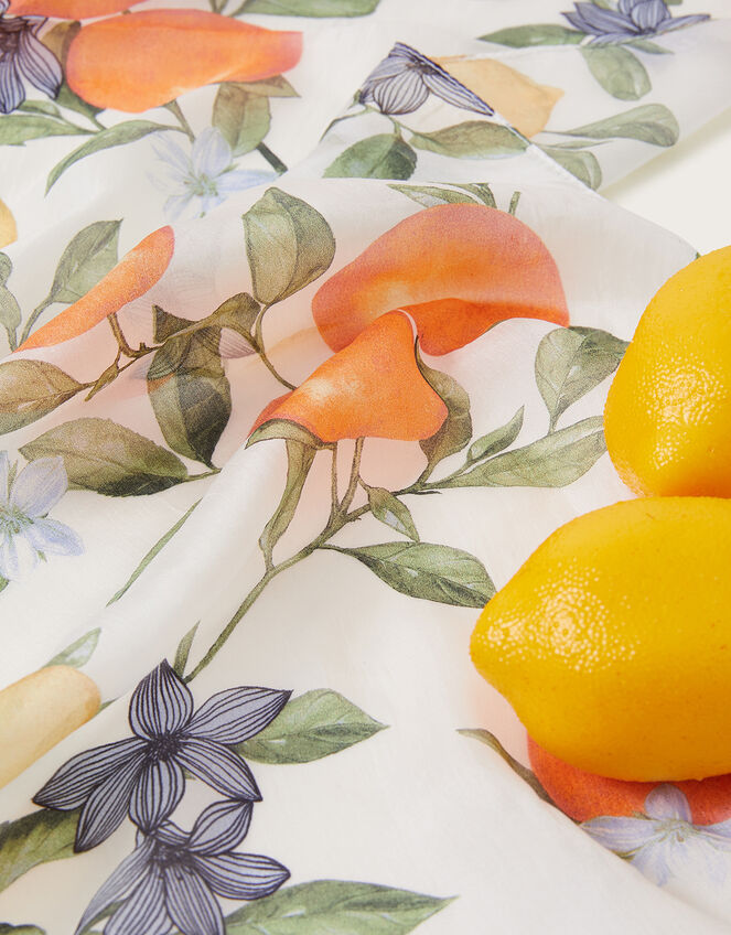 Orange and Lemon Print Silk Scarf, , large
