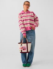 Accessorize x Good Manners Stripe Collar Cardigan ​, Pink (PINK), large
