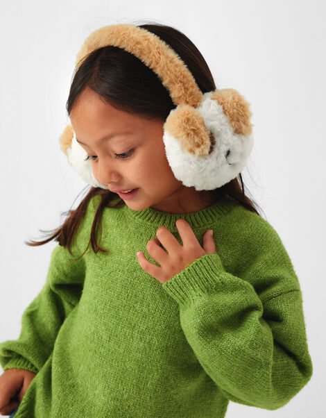 Girls Fluffy Dog Earmuffs, , large