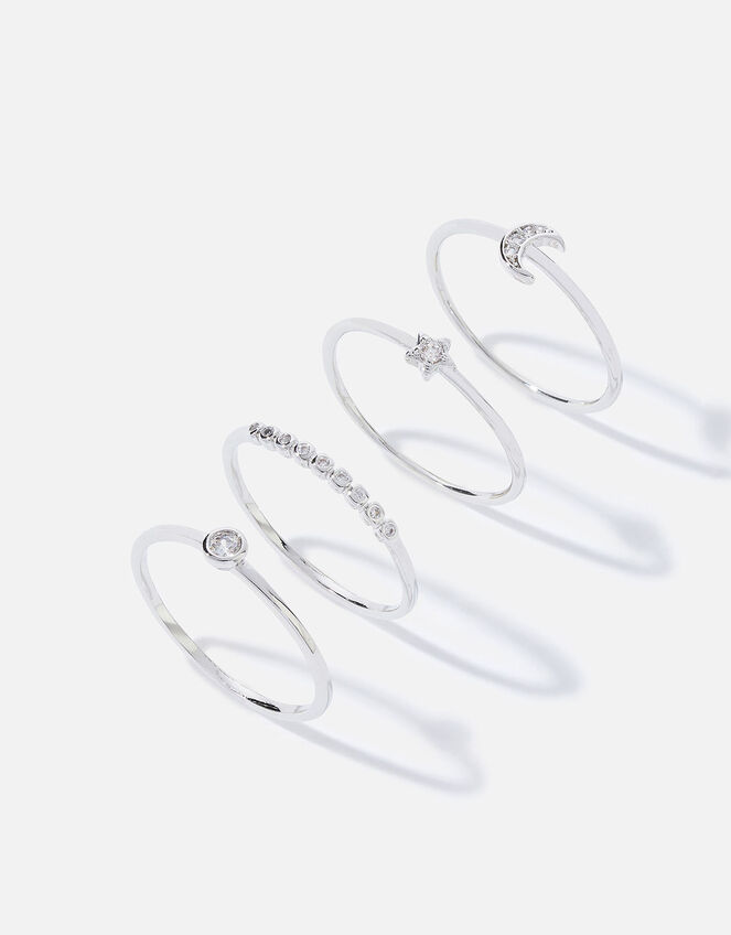 Platinum-Plated Celestial Ring Multipack, Silver (SILVER), large