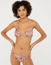 Snake-Print Metallic Bikini Briefs, Pink (PINK), large