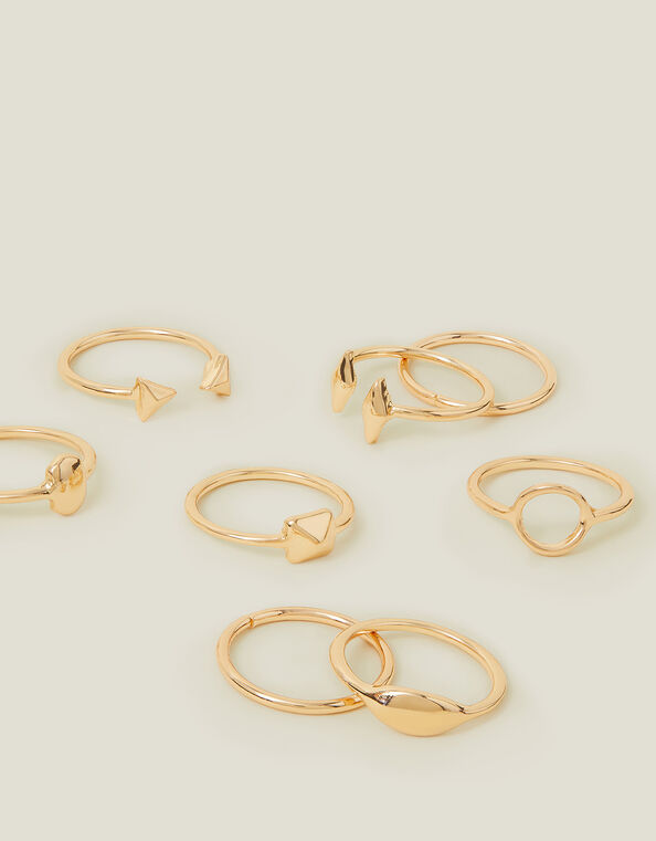 8-Pack Geometric Stacking Rings , Gold (GOLD), large