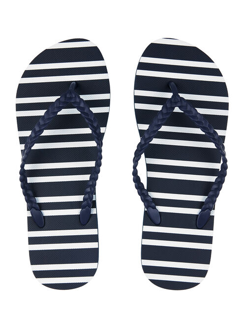 Nautical Stripe Flip Flops, Blue (NAVY), large