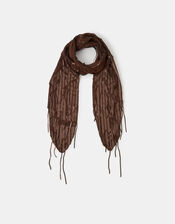 Sequin Tassel Skinny Scarf, , large