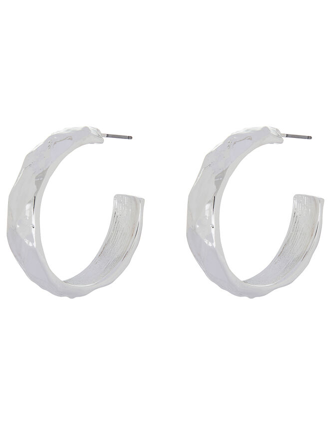 Medium Textured Hoops with Recycled Metal, , large