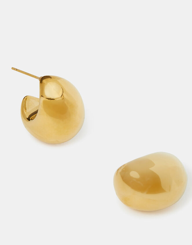 14ct Gold-Plated Chunky Dome Hoop Earrings, , large