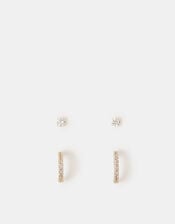 Sterling Silver Sparkle Hoops and Studs Set of Two, , large
