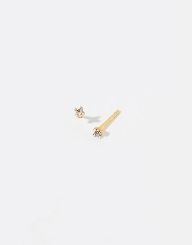 Gold Vermeil White Topaz Stud Earrings, , large