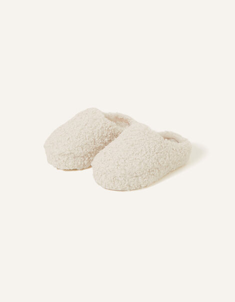 Borg Platform Mule Slippers, Cream (CREAM), large