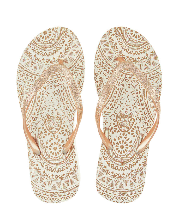 Eva Gold Wedge Flip Flops, Gold (GOLD), large