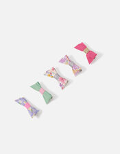 Mini Bow Hair Clips 5 Pack, , large