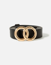 Skinny Double Hoop Belt, Black (BLACK), large